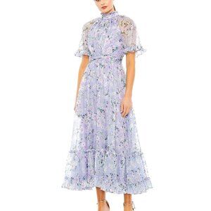 Mac Duggal Lavender Floral Midi Dress
